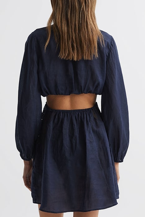 LELANI-EMBRIODERED DRESS NAVY 2