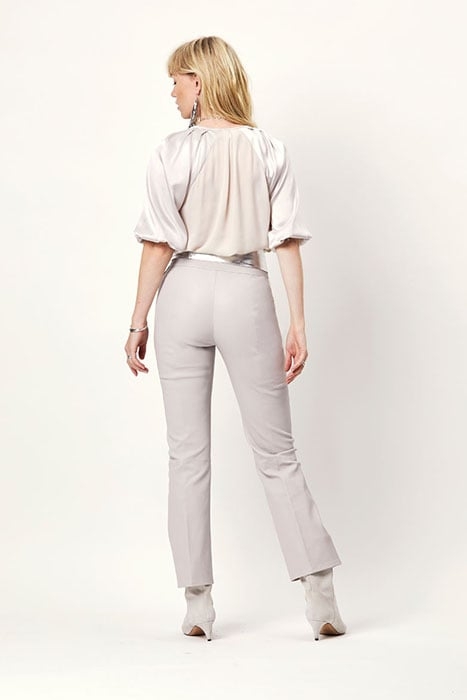 NOME CRP FLARE LEATHER PANTS ICE GREY 2