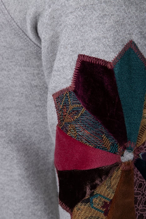 CLASSIC RAGLAN CREWNECK HEATHER GREY PATCHWORK 3