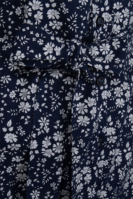 NAVY FLORAL COTTON WOOL DRESS W BELT NAVY PATTERN 3
