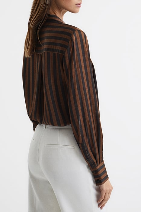 SAVANNAH-STRIPE BUTTON-DOWN SHIRT BROWN 2