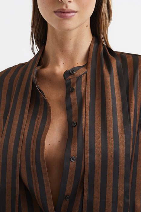 SAVANNAH-STRIPE BUTTON-DOWN SHIRT BROWN 7