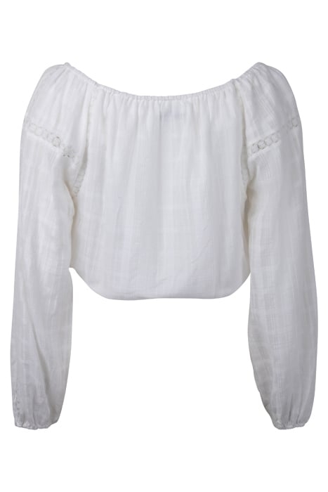 VIOLA COTTON SPLICED TRIM BLOUSE WHITE 2