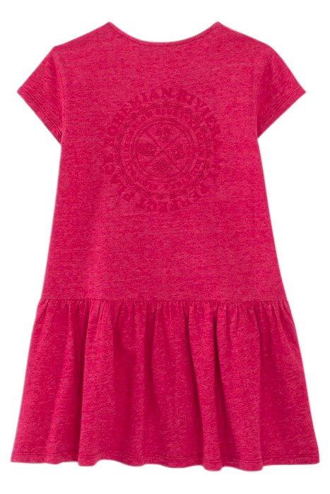 GIRLS’ FUCHSIA PINK T-SHIRT DRESS, PRESS STUDS DOWN FRONT FU 3