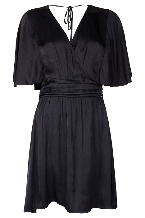BLACK RECYCLED SATIN DRESS WITH DRAPED BELT 3