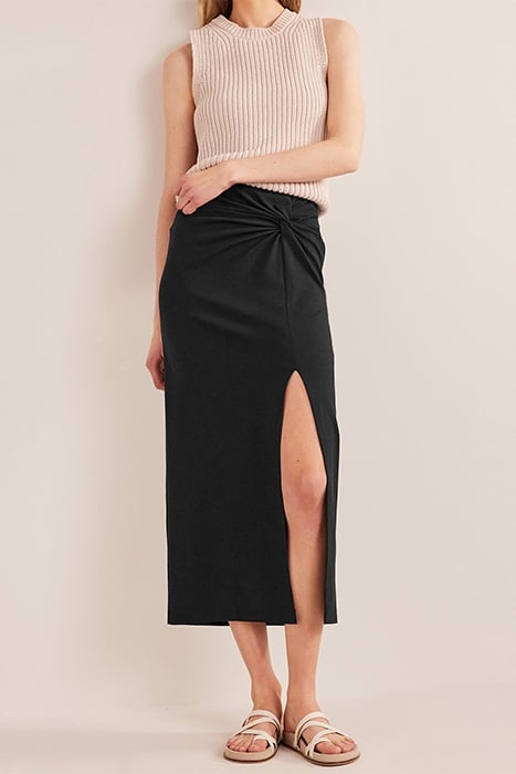 KNOT DETAIL JERSEY MIDI SKIRT BLACK 3
