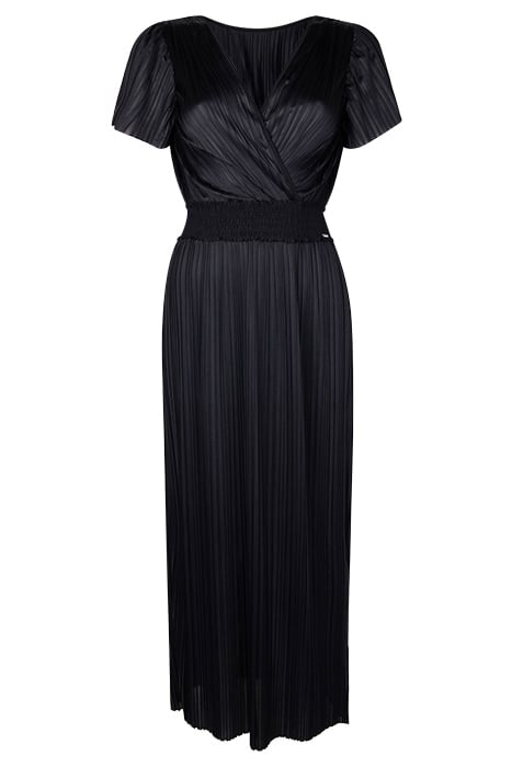 BLACK RECYCLED PLEATED LONG DRESS 3