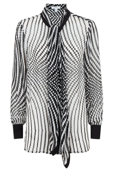 GABBI-CHECK BLOUSE BLACK/WHITE 2