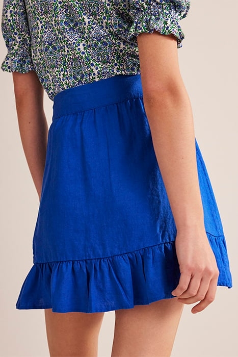 LINEN FLIPPY WRAP SKIRT ISLAND SAPPHIRE 2