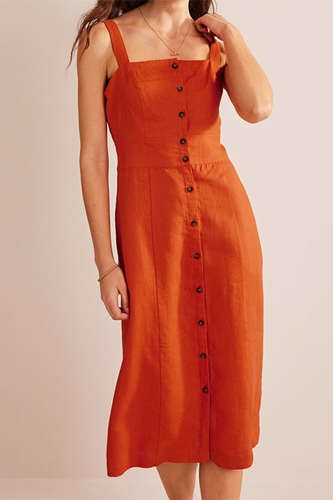 STRAPPY LINEN MIDI DRESS KUMQUAT 1