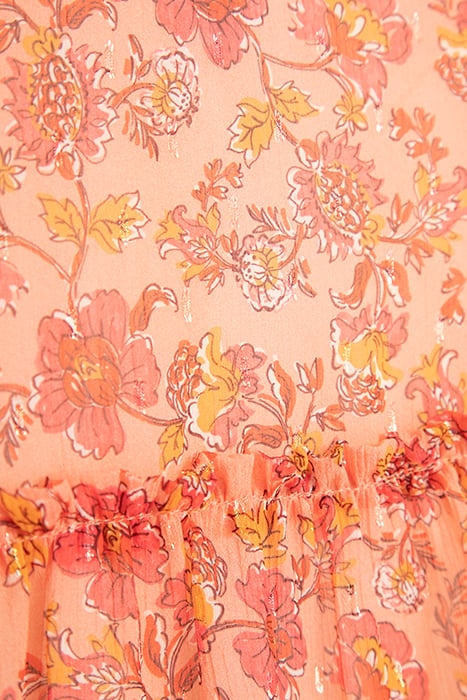 GIRLS' ORANGE FLOWERY PRINT DRESS PEACH 8