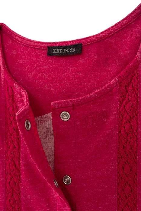 GIRLS’ FUCHSIA PINK T-SHIRT DRESS, PRESS STUDS DOWN FRONT FU 5