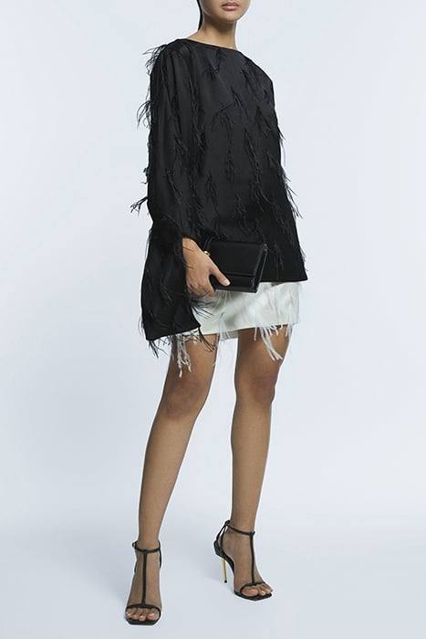 DAISY-FEATHER BLOUSE BLACK 2