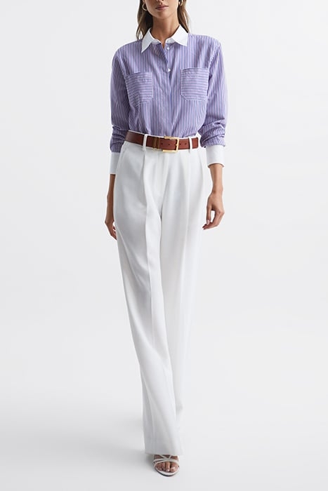 GRACE-CONTRAST BUTTON-DOWN SHIRT PURPLE/WHITE 3