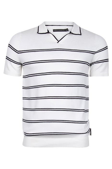 LUX TROPHY STRIPE SS ECRU / MARINE 1