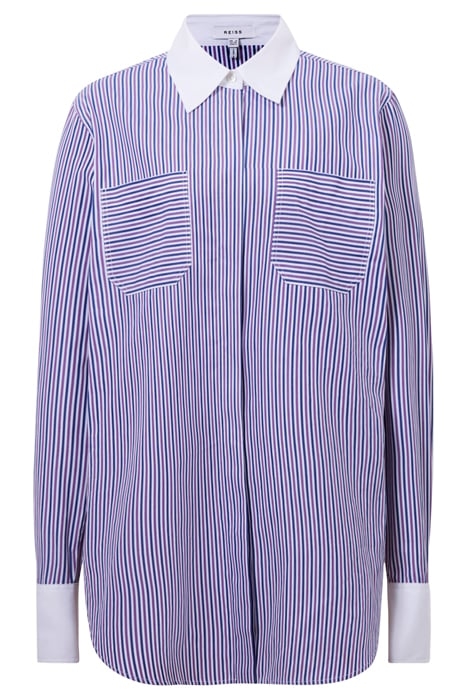 GRACE-CONTRAST BUTTON-DOWN SHIRT PURPLE/WHITE 4