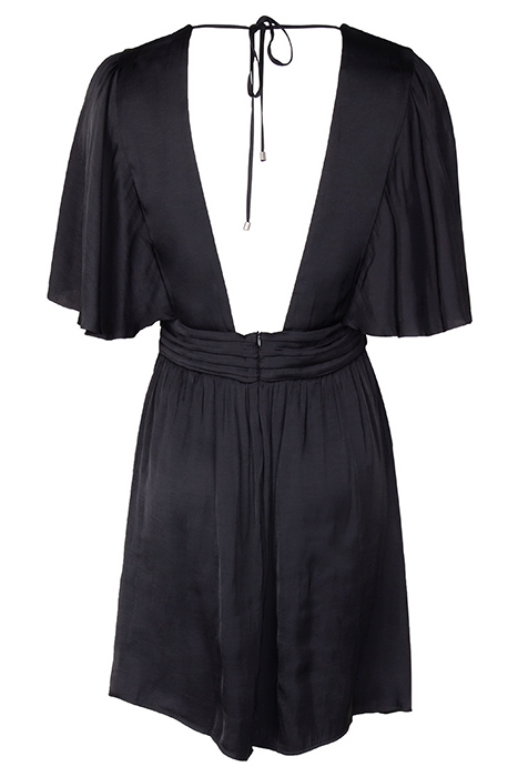 BLACK RECYCLED SATIN DRESS WITH DRAPED BELT 4