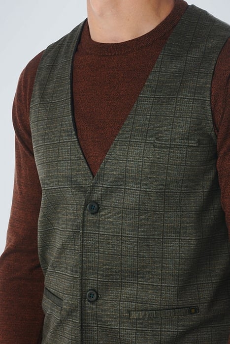 GILET JERSEY STRETCH CHECK TAUPE 6