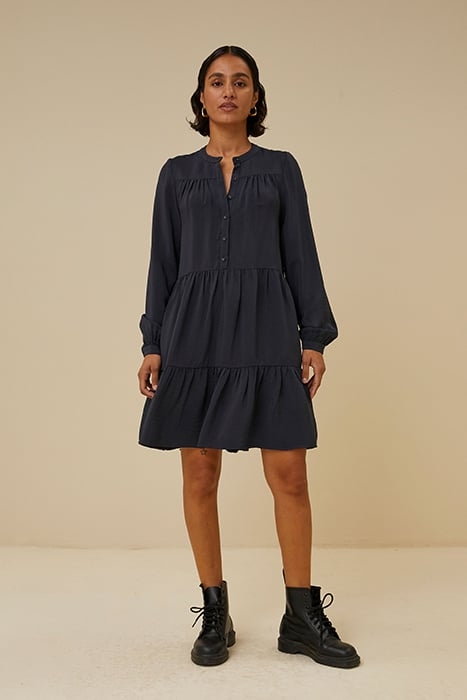 NONO SATIN STRIPE DRESS GRAPHITE 1