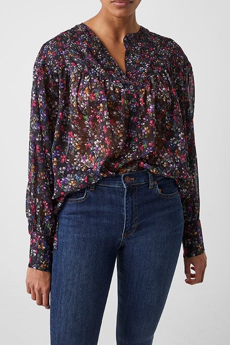 ALAANA CRINKLE TOP BLACK MULTI 1