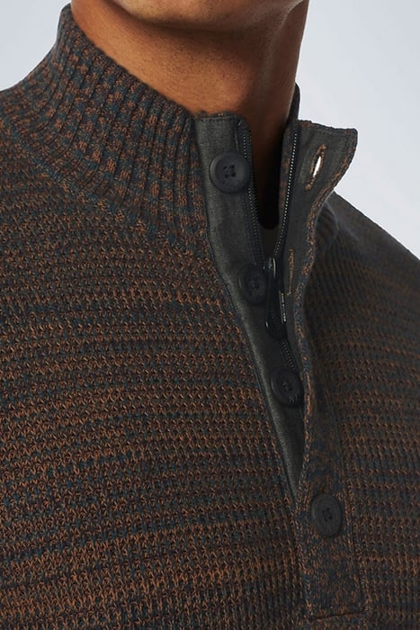 PULLOVER HALF ZIPPER + BUTTON MULTI COLOURED JACQUARD CARAME 6