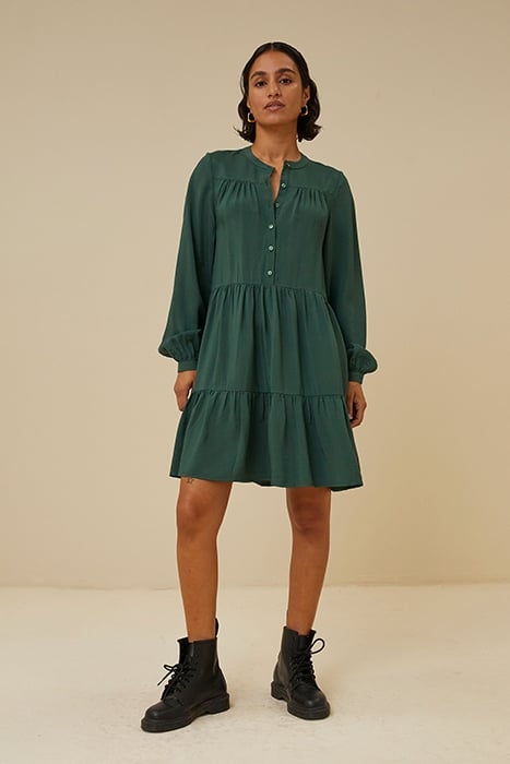 NONO SATIN STRIPE DRESS PINE FOREST 1