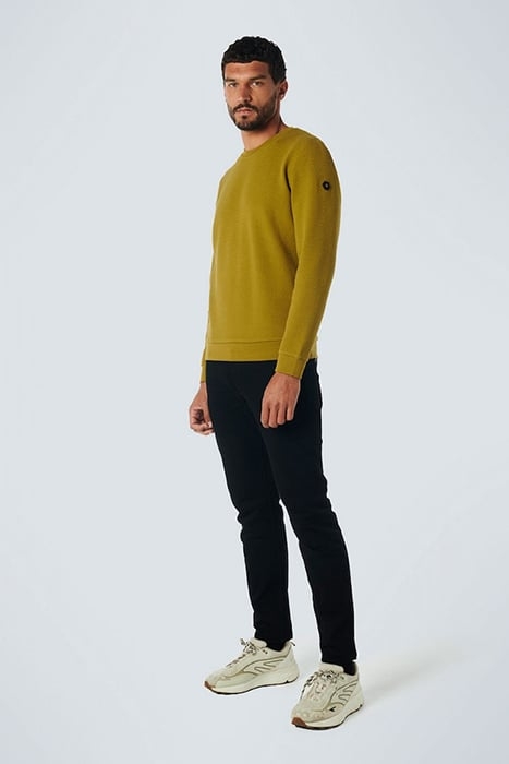 SWEATER CREWNECK DOUBLE LAYER JACQUARD STRETCH OLIVE 3