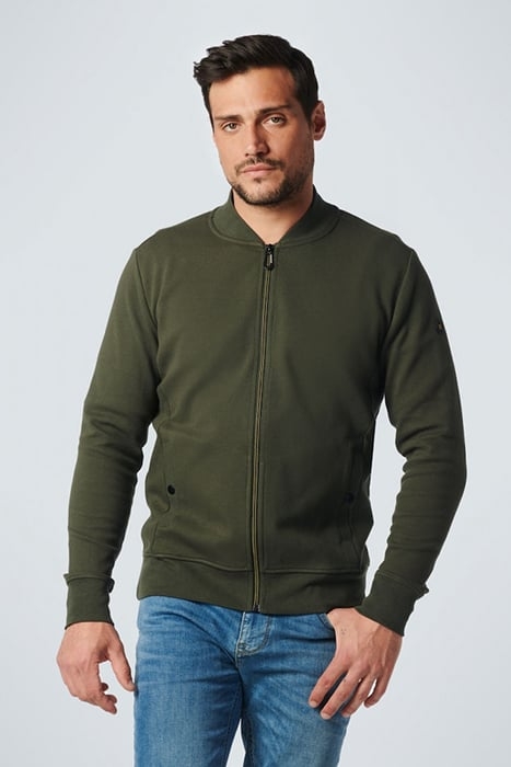 SWEATER FULL ZIPPER TWILL JACQUARD DARK GREEN 1