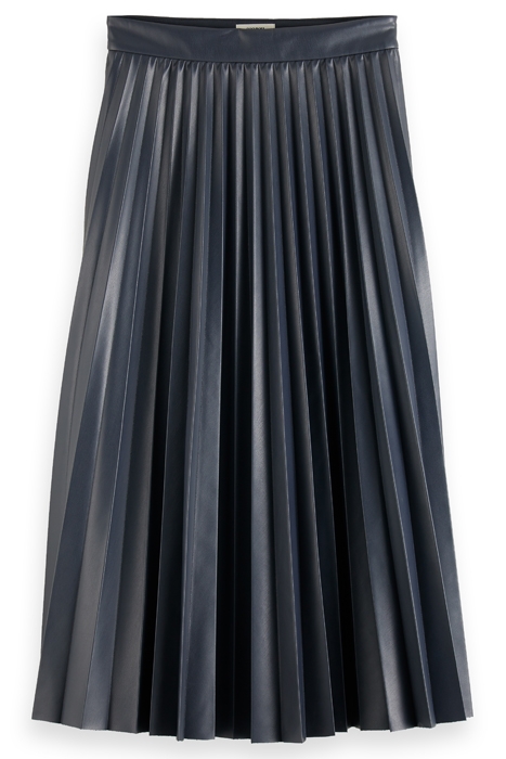 FAUX LEATHER PLEATED HIGH RISE MIDI SKIRT NIGHT 1
