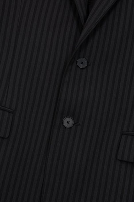 CLASSIC PIPPING COLLAR SUIT JACKET BLACK GREY 6
