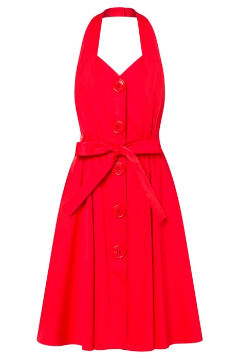 MOSCHINO BUTTONS STRETCH SATIN DRESS RED 3