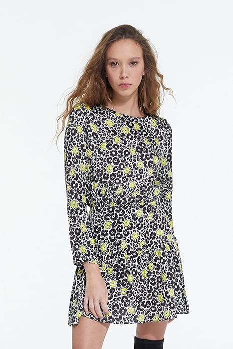 WILD BLOSSOM SHORT DRESS ECRU / YELLOW 1