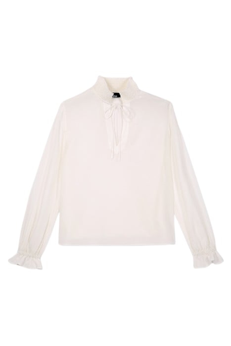 LONG-SLEEVED TOP WITH SMOCKED COLLAR WHITE 1