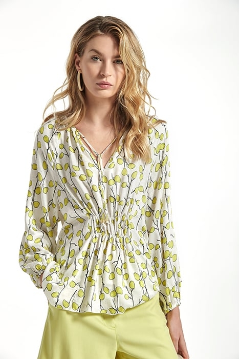 PRINT VISCOSE AGREN TOP LIME YELLOW 1