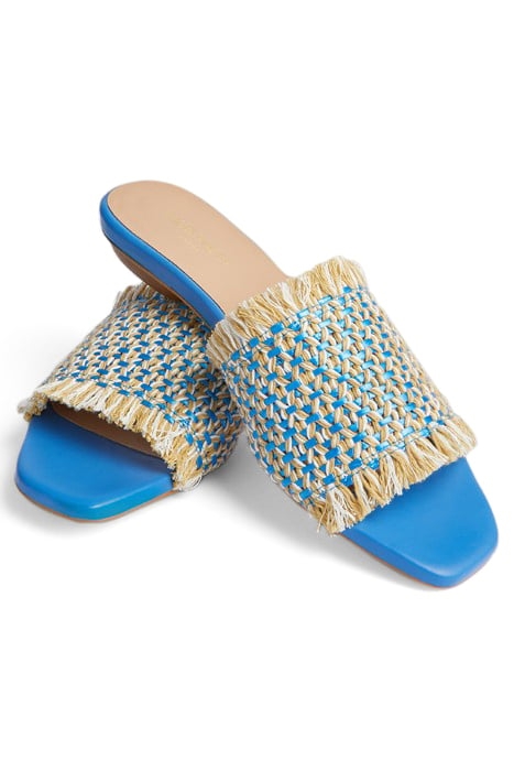 FLS MEERA WOVEN RAFFIA BLUE/CREAM 3