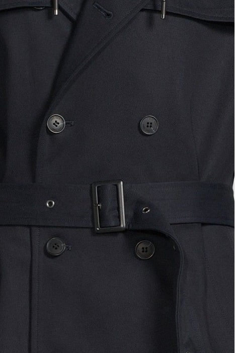 DARK NAVY LONG TRENCH COAT WITH GREY HOOD FACING NAVY 4