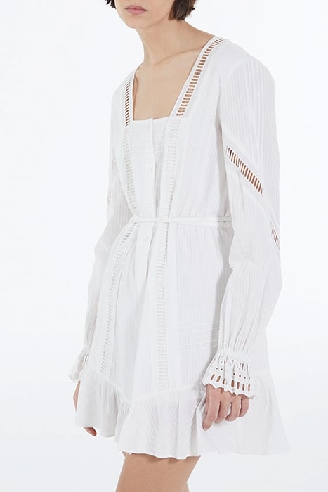 LONG SLEEVED LACE SHORT DRESS OFF WHITE 1