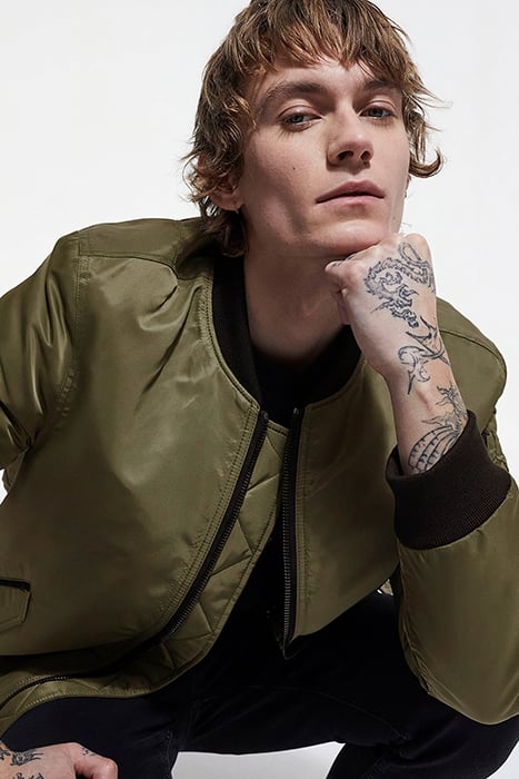 BOMBERS SHAPED JACKET WITH RIBBED EDGES KAKI 6