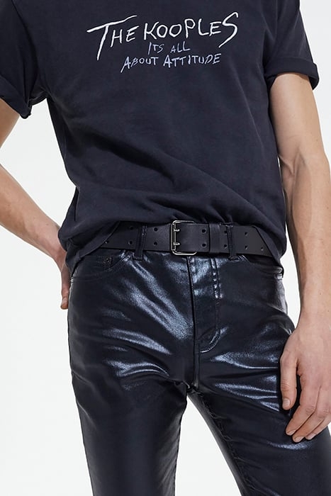 LEATHER BELT WITH DOUBLE PIN BUCKLE BLACK 2