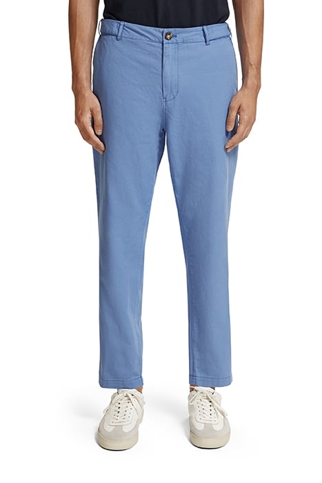 TWILT- GARMENT-DYED PLEATED COTTON/LINEN CHINO TILE BLUE 1