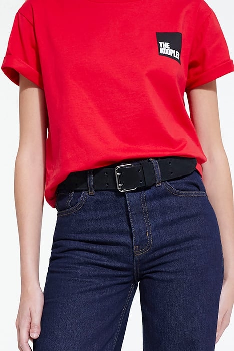 SUEDE BELT WITH DOUBLE PIN BUCKLE BLACK 3