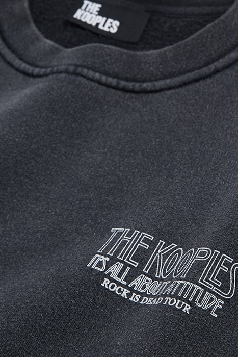 SKULL ROUND NECK SWEATSHIRT BLACK WASHED 3