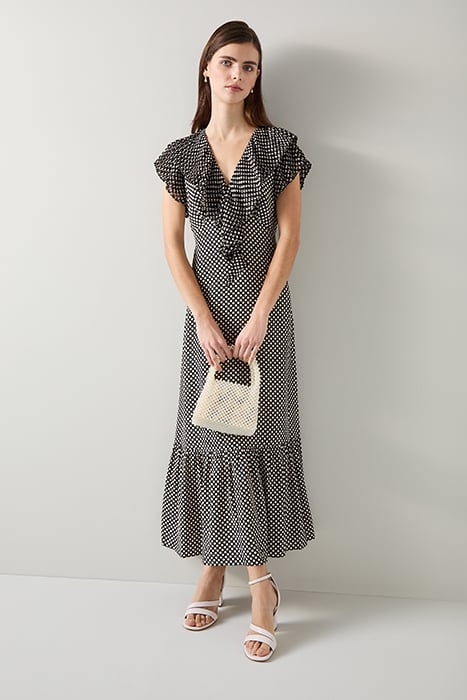 DR DAPHNE POLKA DOT DRESS BLACK/CREAM 1