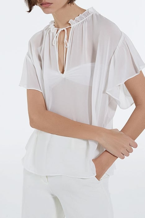 SHORT SLEEVED VAPOROUS CROP TOP OFF WHITE 1