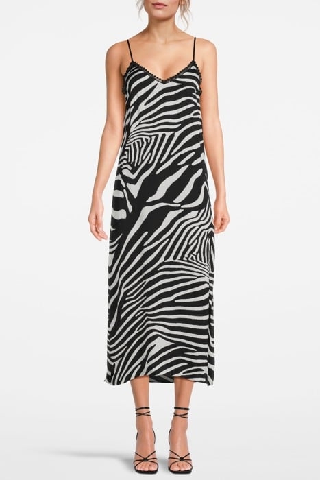 ZEBRA PRINT LONG DRESS BLACK WHITE 1