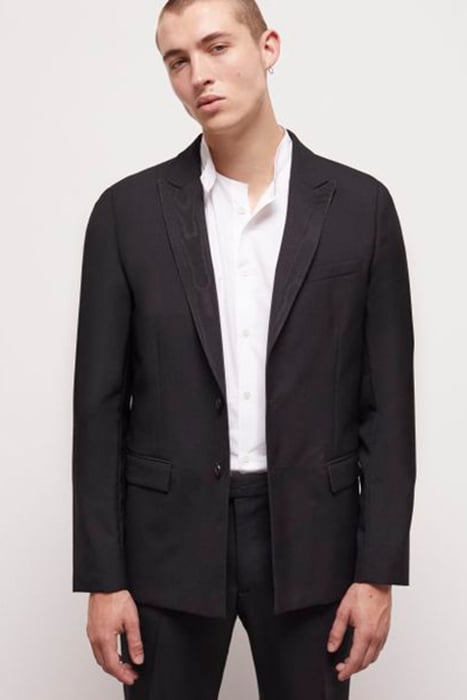 SATIN LAPEL CROSSED JACKET BLACK 1