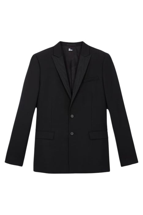 SATIN LAPEL CROSSED JACKET BLACK 4