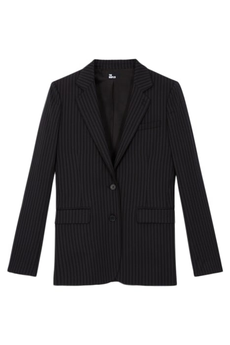 DOUBLE BUTTONS SINGLE BRUSH SUIT JACKET BLACK GREY 1