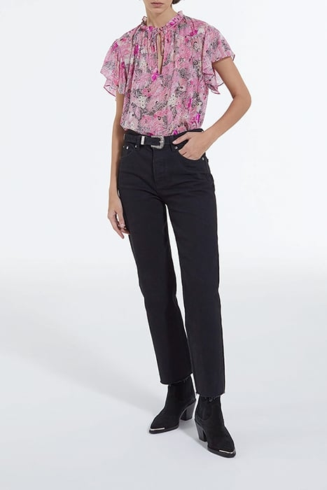 SHORT SLEEVED LACE COLLAR TOP PINK 3