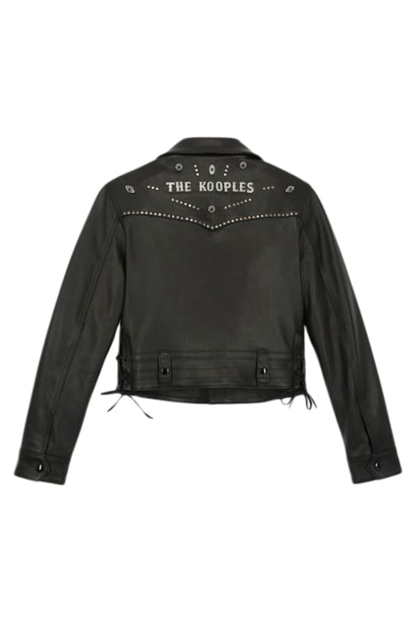 LEATHER BIKER JACKET WITH STUDS BLACK 4